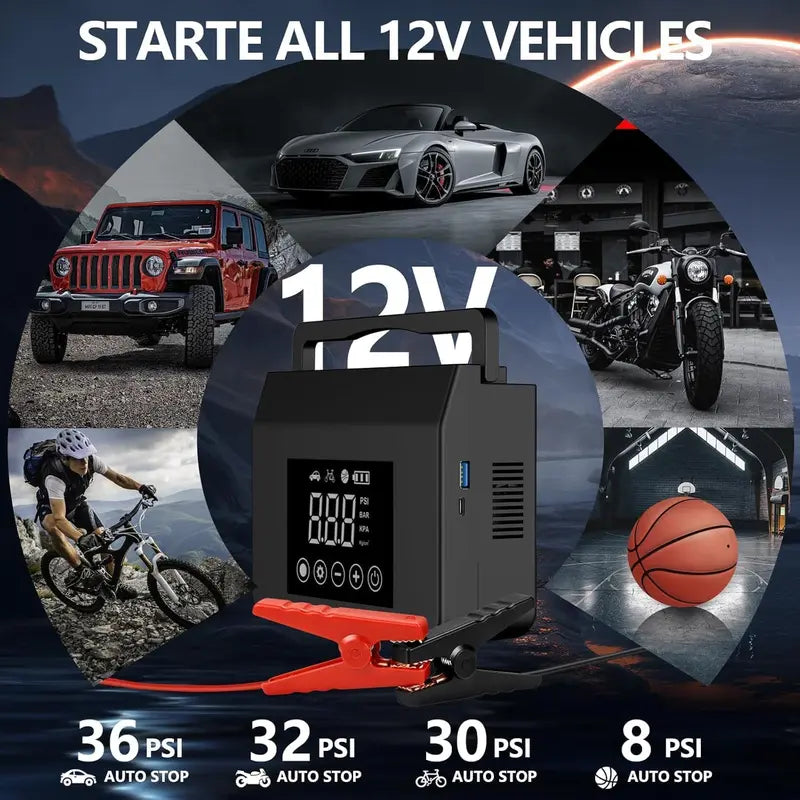 Last Day Special Sale $29.99-Jump Starter with Air Compressor